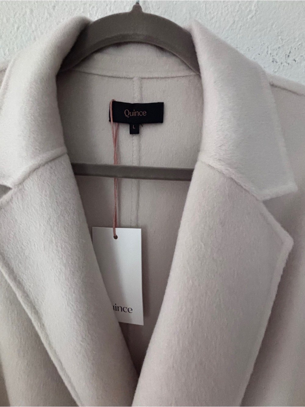 Quince 100% Mongolian Cashmere Double-Faced Wrap Coat Ivory Coast Large NWT - Picture 3 of 8
